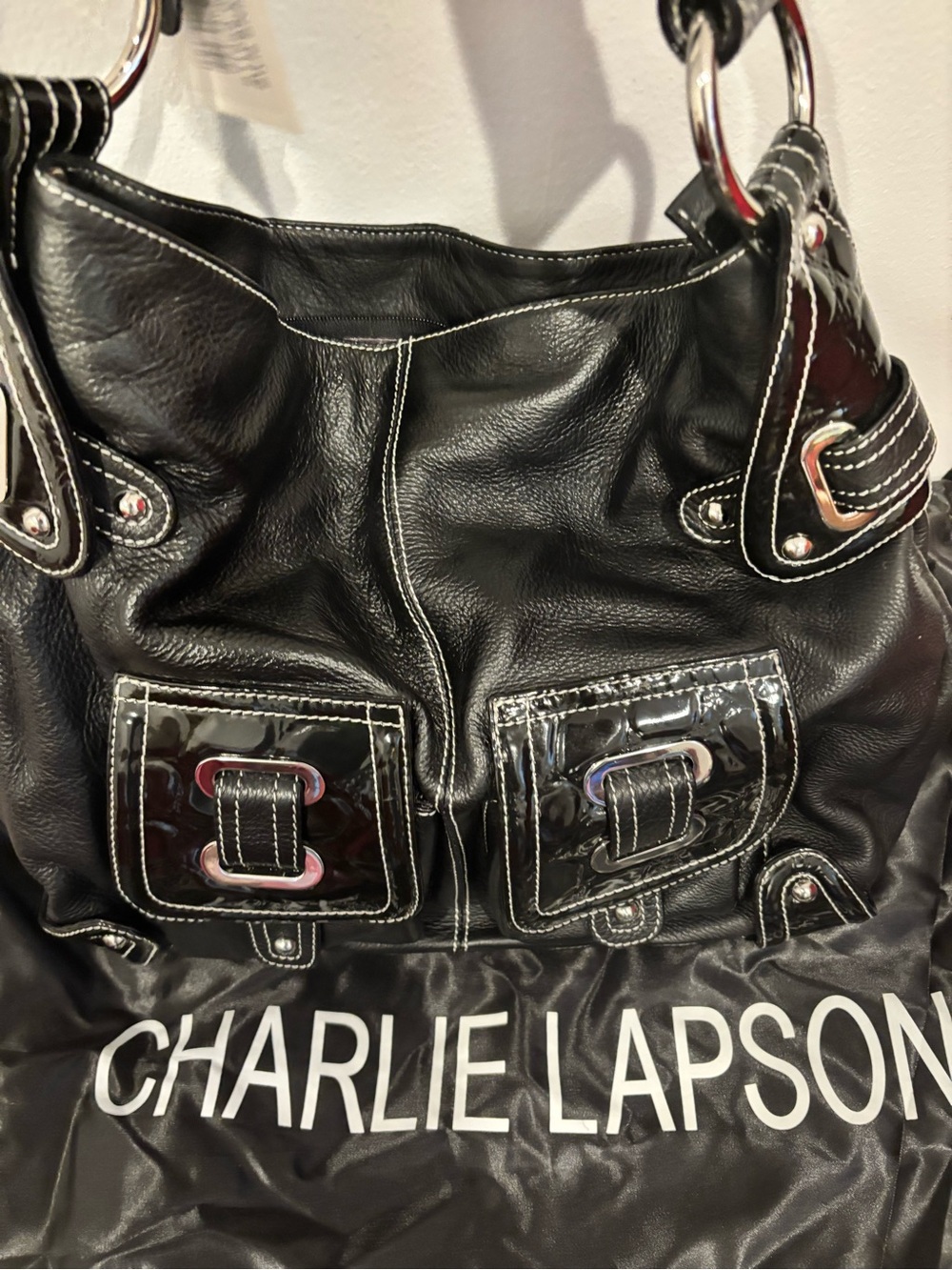 Charlie Lapson Black Leather Shoulder Bag